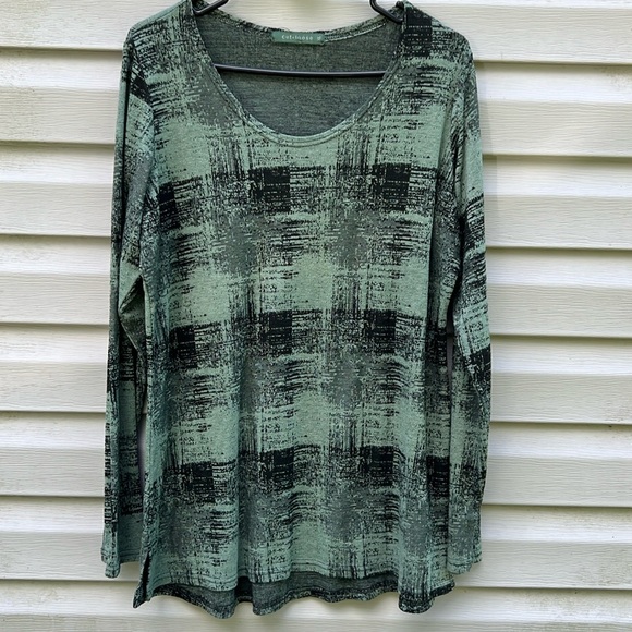 Cut loose | Long Sleeve Green Black Blouse size Extra Large - Picture 1 of 4